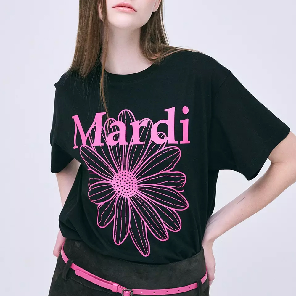 Mardi Mercredi Flower T-Shirt Black Fuchsia – voilà.id