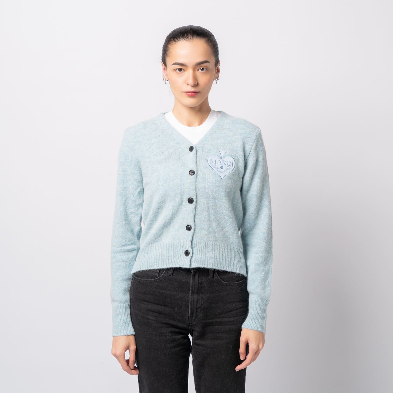 Mardi Mercredi カーディガン(GREY IVORY) Mardi Mercredi Cashmere Blended Round Neck Cardigan Grey