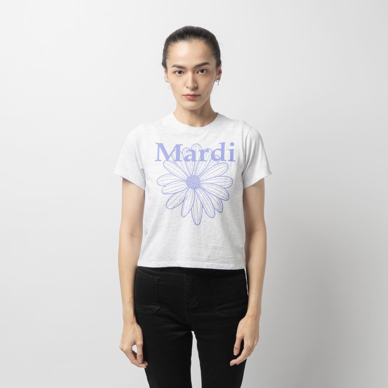 Tシャツ・カットソー Mardi Mercredi MARDIxNARDIS ROSE RINGER TSHIRT T-FIT 4BFT423 Mardi Mercredi Flower Slim T-Shirt Heather Purple – voilà.id