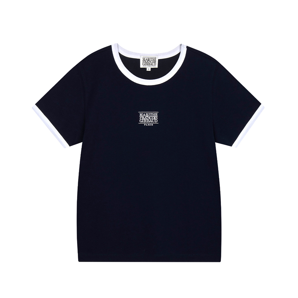Marithé François Girbaud W Classic Logo Ringer T-Shirt Navy
