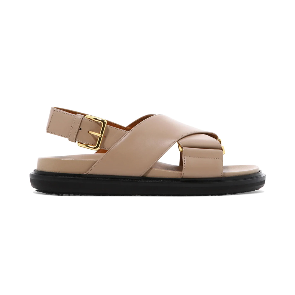 Marni Fussbett Crisscross Sandals Soft Leather Dessert Beige