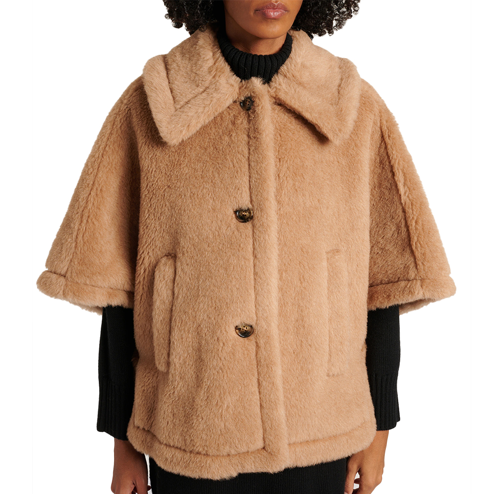 Max Mara Tenebre Teddy Fabric Cape Coat Albino – voilà.id