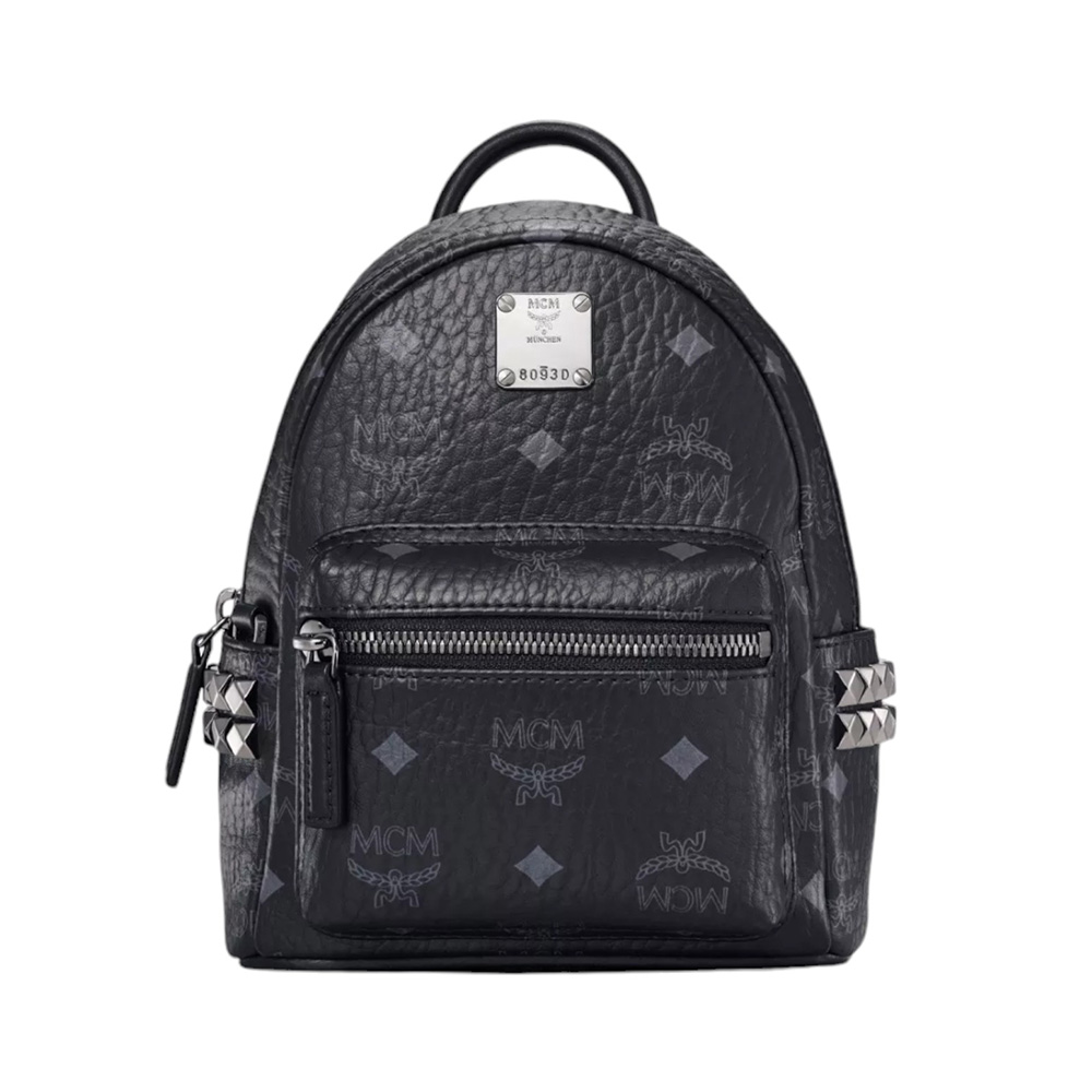 MCM リュックSTARK BEBE BOO サイドスタッズ付 X-Mini Stark Bebe Boo Side Studs Backpack in Visetos Cognac