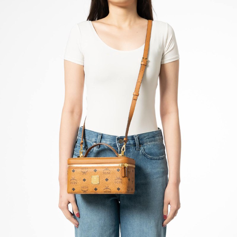 MCM Rockstar Vanity Case in Visetos Original Mini Cognac –