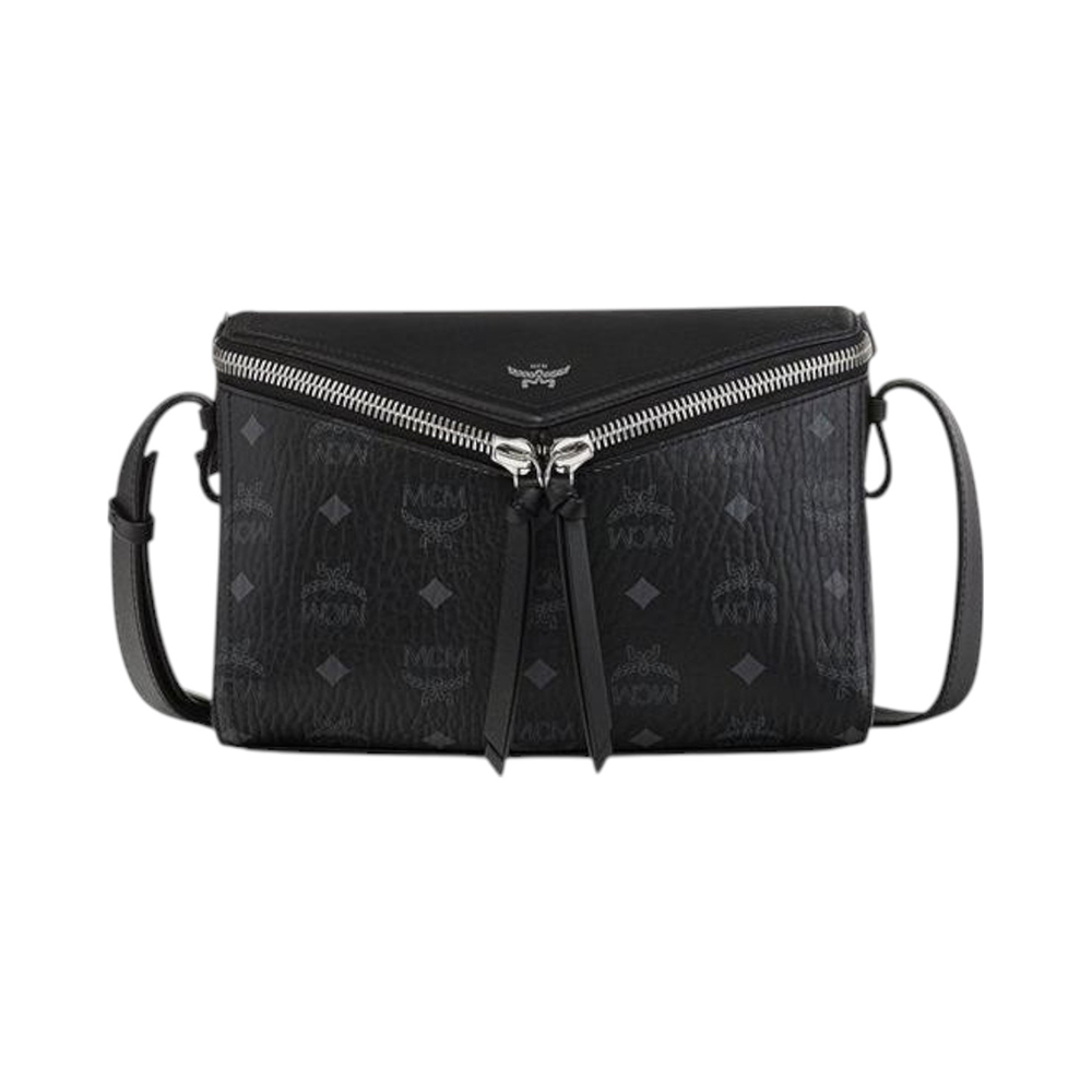 MCM Small Diamant 3D Shoulder Bag Visetos Mix Leather Black