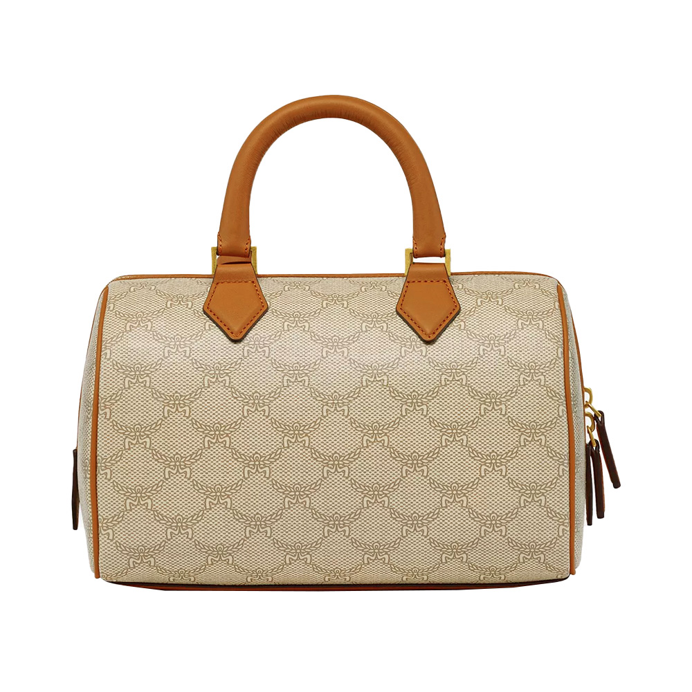 [MCM]★Ella Lauretos Boston Bag Small Ella Boston Bag in Lauretos Raffia Jacquard White