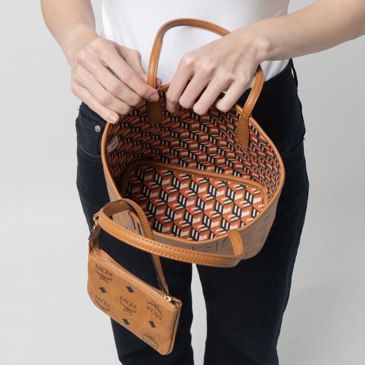 Mcm Liz Visetos Mcm Tasche Cognac Medium MCM Liz Medium Shopper In