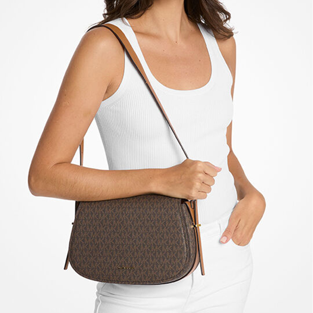 ★ ★ Women's Monogram Medium Shoulder Bag 4K3114 Michael Kors Greenwich Medium Signature Logo Shoulder Bag