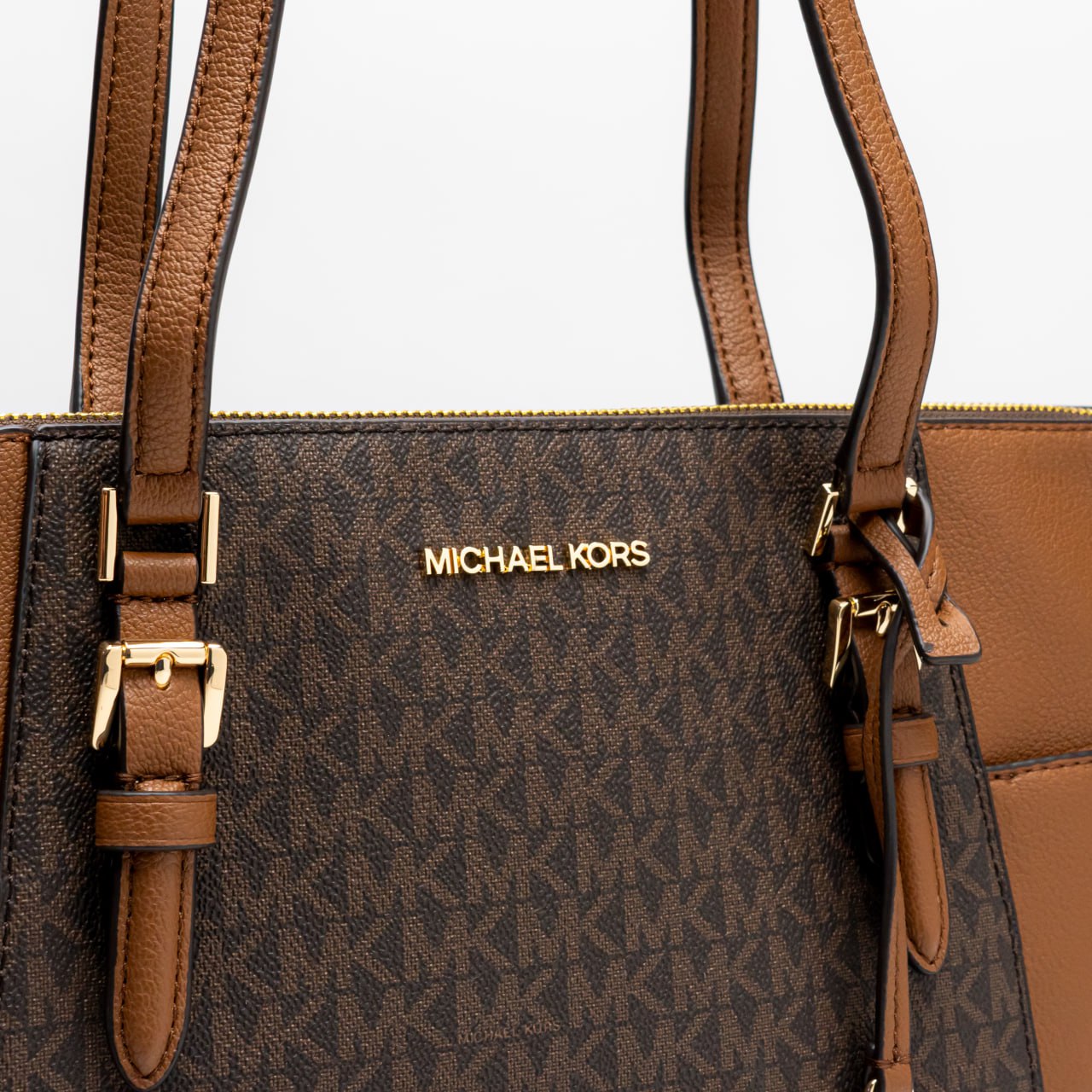Michael Kors Charlotte Logo and Leather Top-Zip Large Tote