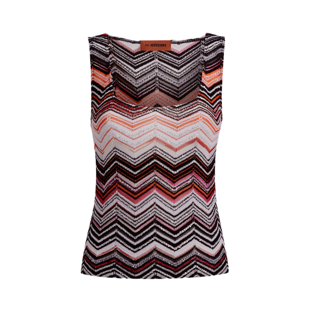 Pink Multicolor Top Missoni Zig-Zag Pattern with Sequins Viscose Chevron Tank Top Pink ...