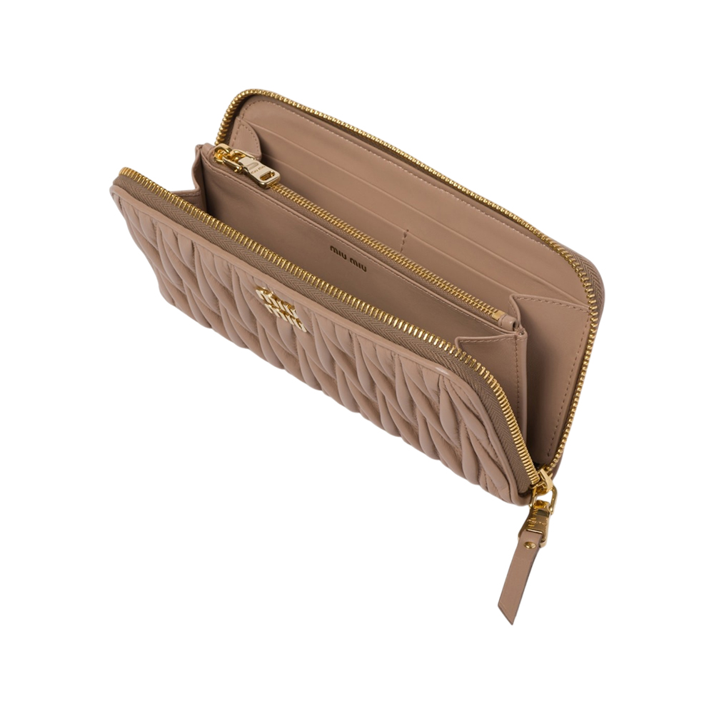 関税・送料込 MIU MIU Matelasse nappa zip-around ウォレット Miu Miu Matelasse Nappa Leather Zip Around Wallet | Miu Miu