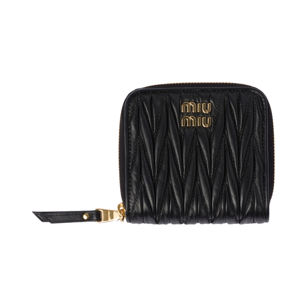 【Miu Miu】 Matelasse Nappa Leather Wallet Black Miu Miu Matelasse Nappa Leather Wallet Black in Leather - US