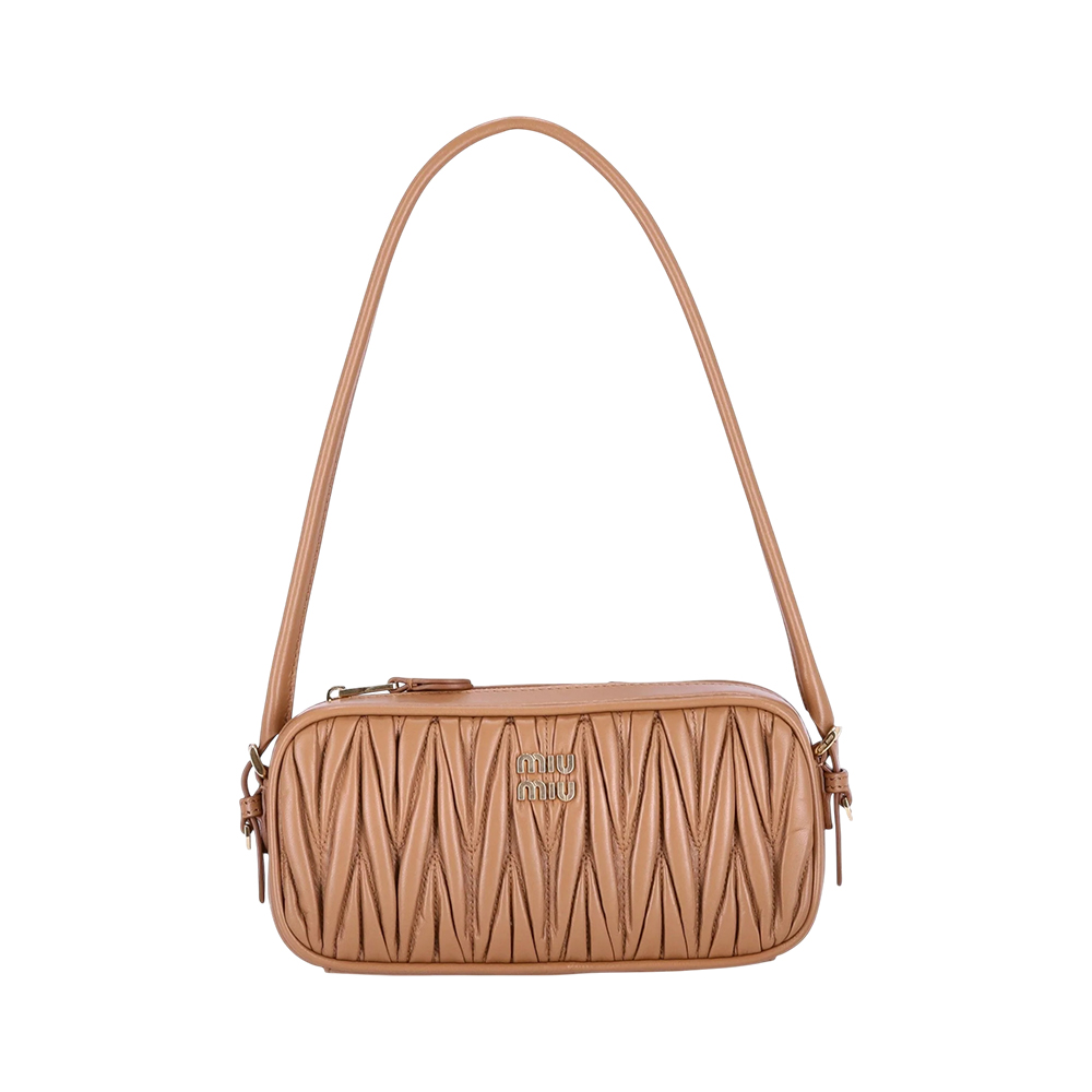 Miu Miu Matelassé Nappa Zip Leather Pouch Burgundy – voilà.id