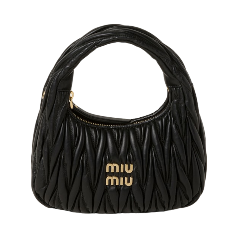 miuwander hobo 23 black matelasse leather