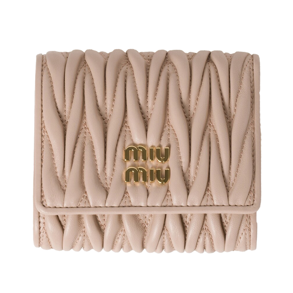 ★MiuMiu★ Small Matelasse Wallet Marigold 5MH033AFPPF0035 5 Alabaster Pink Small Matelassé Nappa Leather Wallet | Miu Miu