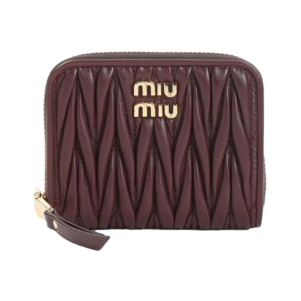 Miu Miu Small Matelasse Nappa Leather Zip Wallet Briarwood – voilà.id