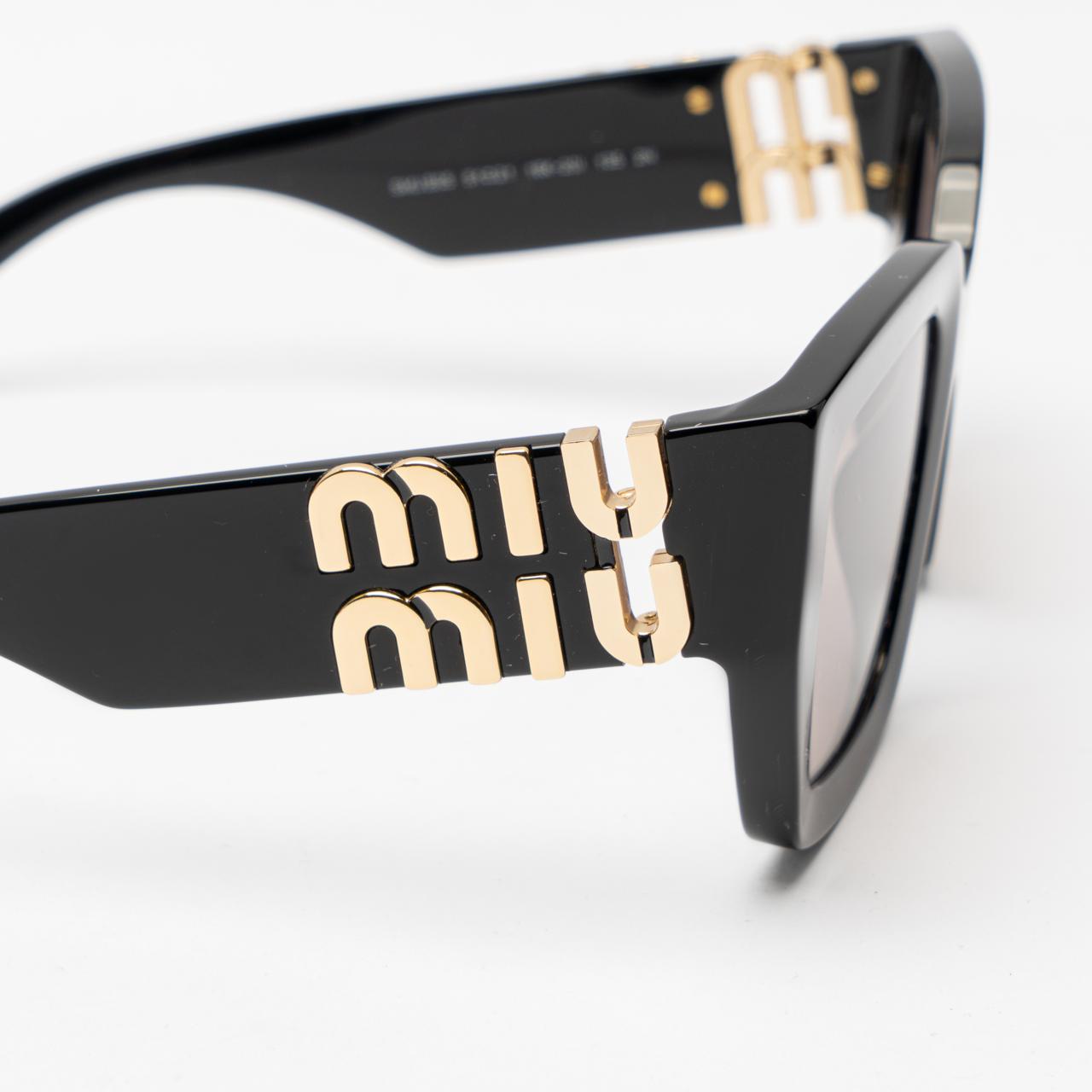 Miu Miu MU B05S Black Square Frame Sunglasses with Violet Lens