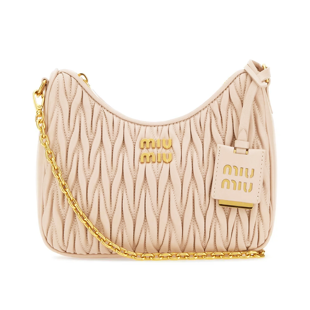 Miu Miu Matelassé Nappa Leather Shoulder Bag Powder Pink – voilà.id