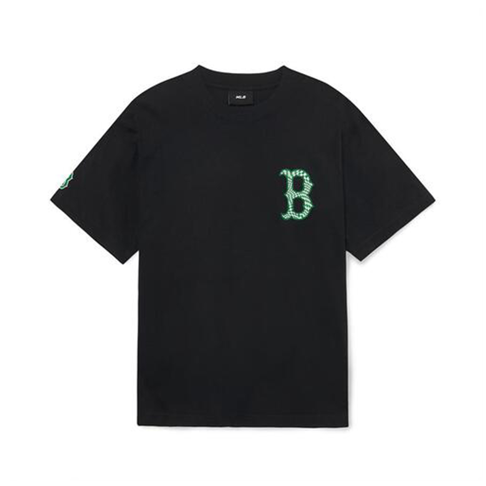 MLB Boston Redsox Checkerboard Cliping Logo Overfit T-Shirt