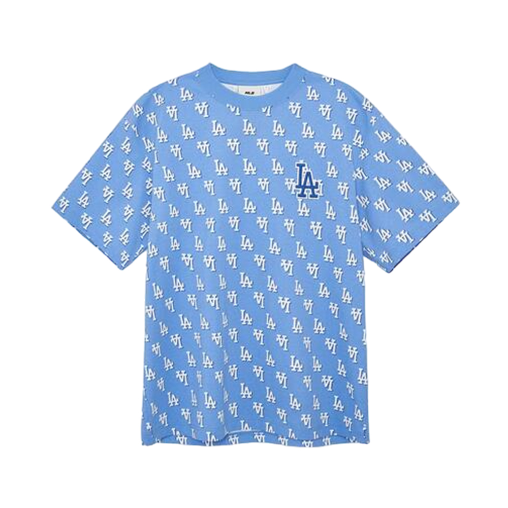 MLB LA Dodgers Basic Monogram All Over T-Shirt Light Blue