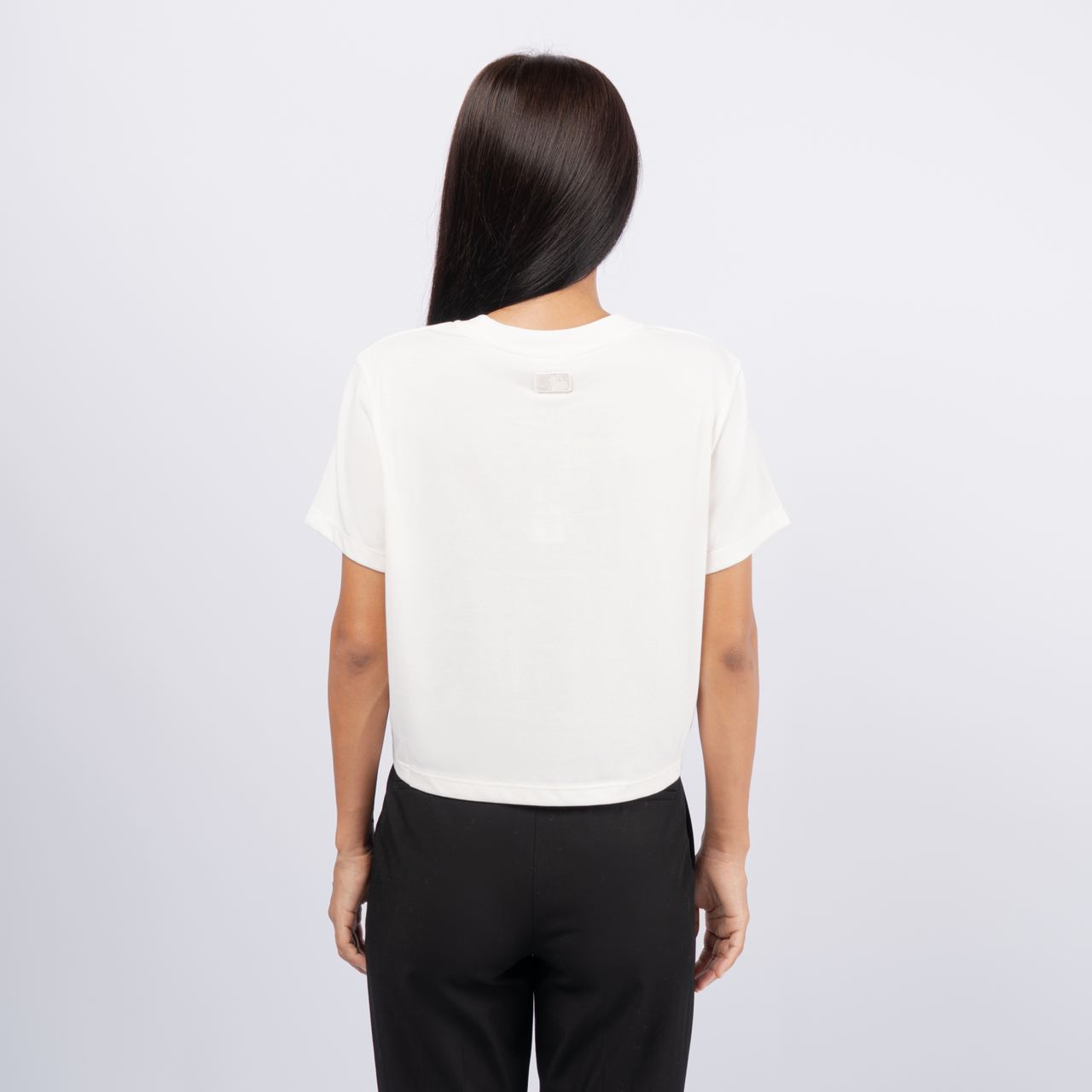MLB■(W)Basic Small Logo Ribbed Crop Top★送料込 MLB NY Yankees Basic Small Logo Crop Top T-Shirt Ivory