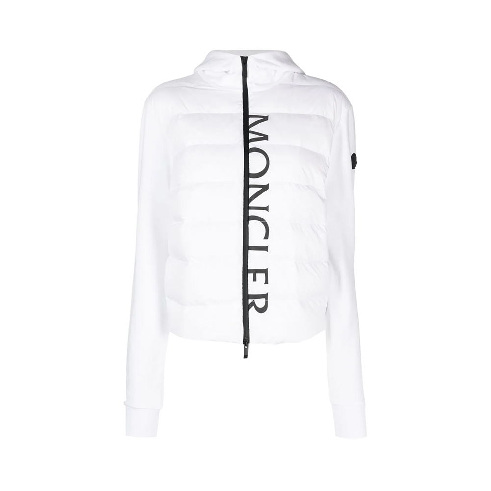 Moncler Padded Zip-Up Hoodie Optical White – voilà.id