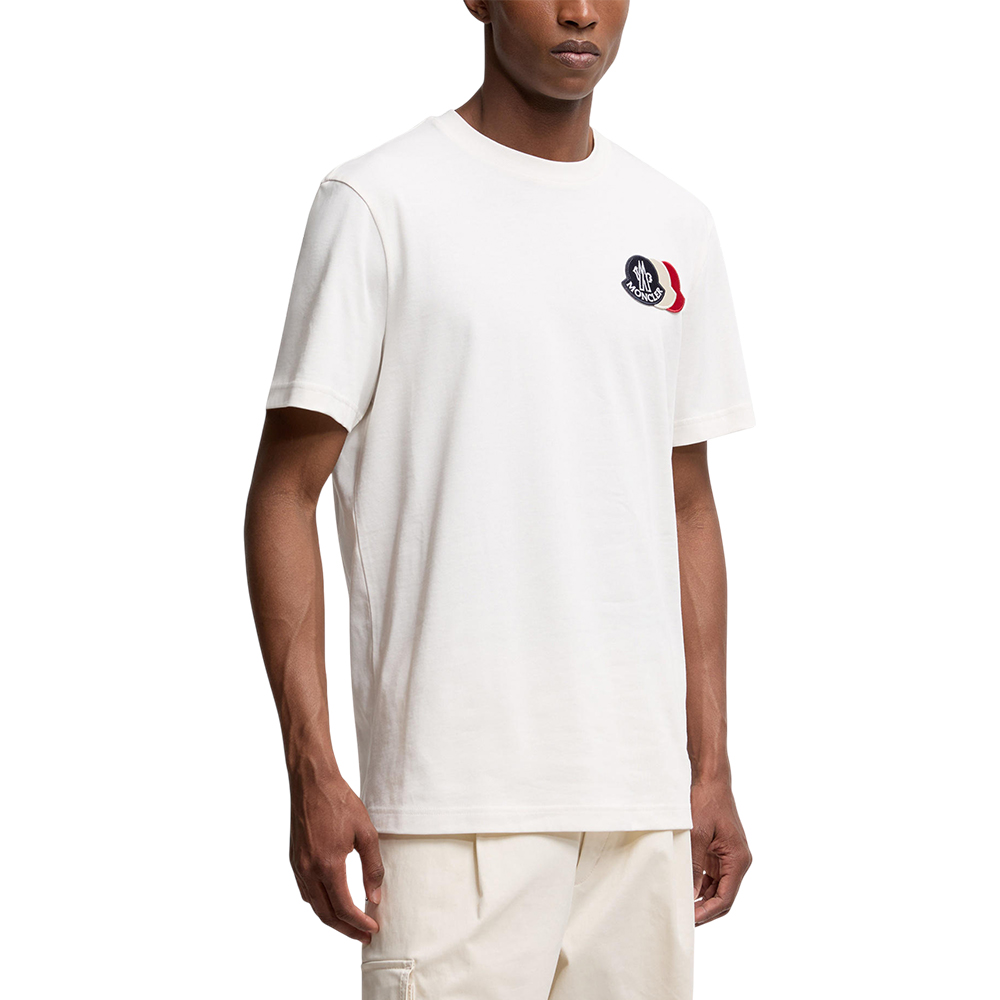 Moncler Embroidered Tricolour Logo Cotton T-Shirt White – voilà.id
