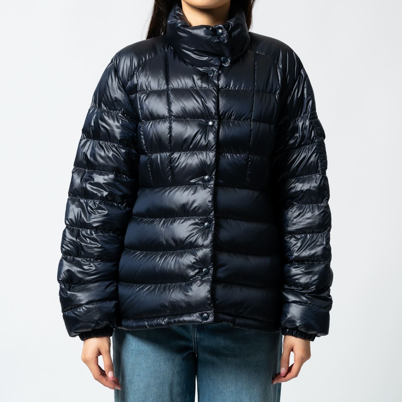 MONCLER☆AMINIA ロゴ ショート丈 ダウンジャケット 0 NAVY ブラック Amiotダウンジャケット : ショートダウンジャケット