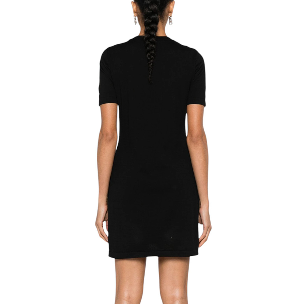 Moschino Teddy Bear Drawn-Effect Print Knit Dress Black