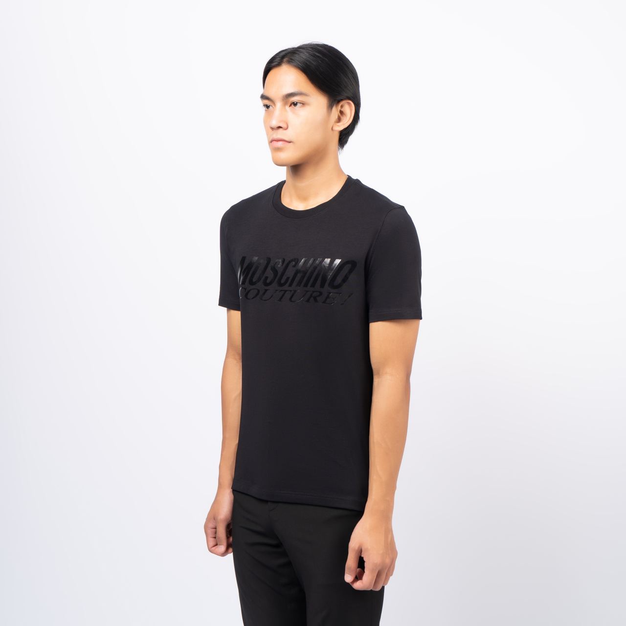 Tシャツ・カットソー MOSCHINO COUTURE Men T-shirt Black 07085239 1555 COTTON T-SHIRT WITH MOSCHINO COUTURE PRINT - BLACK