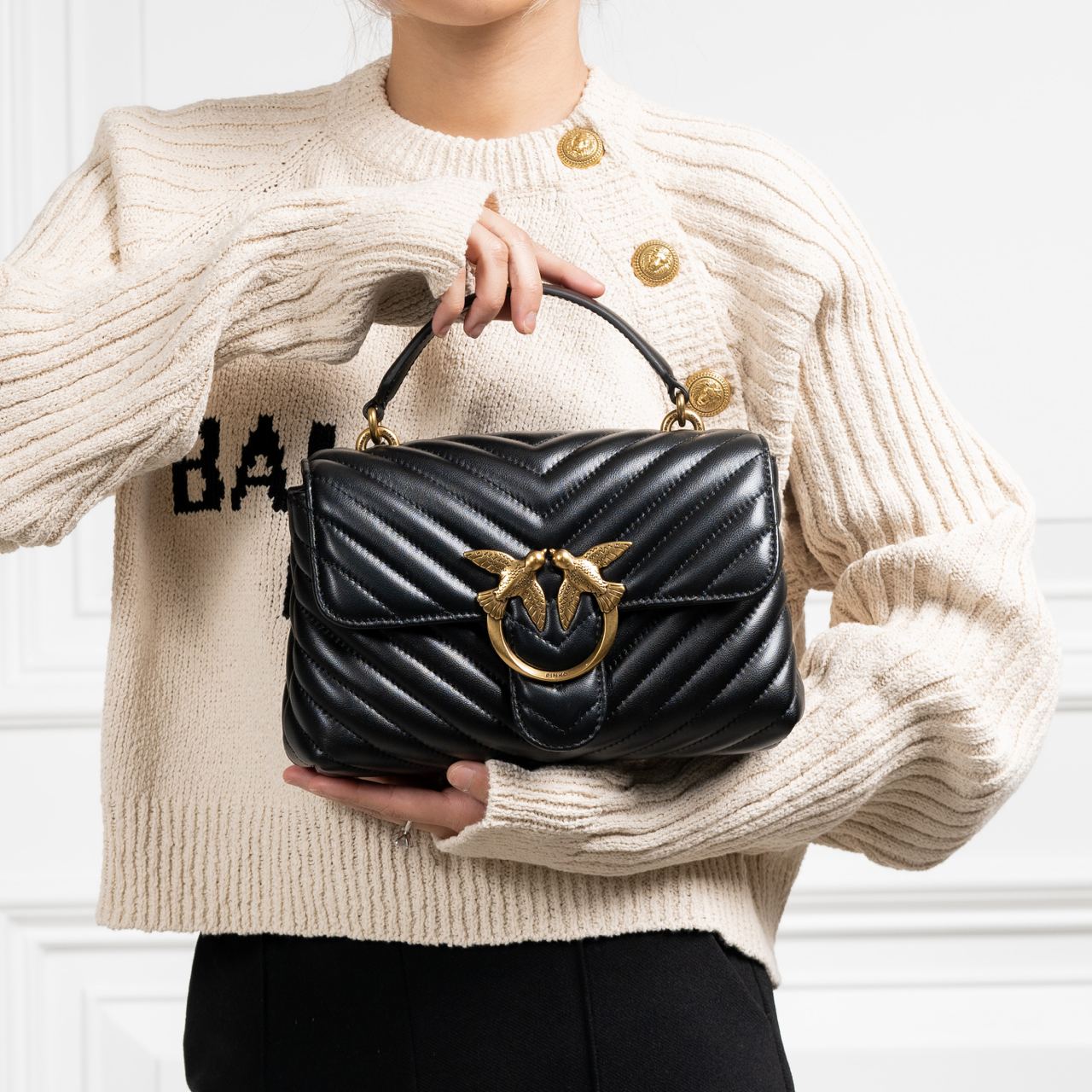 トートバッグ PINKO 'Love Lady Puff Classic' Hand Bag (100043A0GK Z99O) Classic Lady Love Bag Puff Chevron PINKO → Shop Online