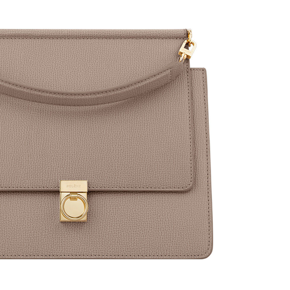 Sac Polène Numéro Sept - Cuir Beige, Taille Moyenne, Bandoulière élégante