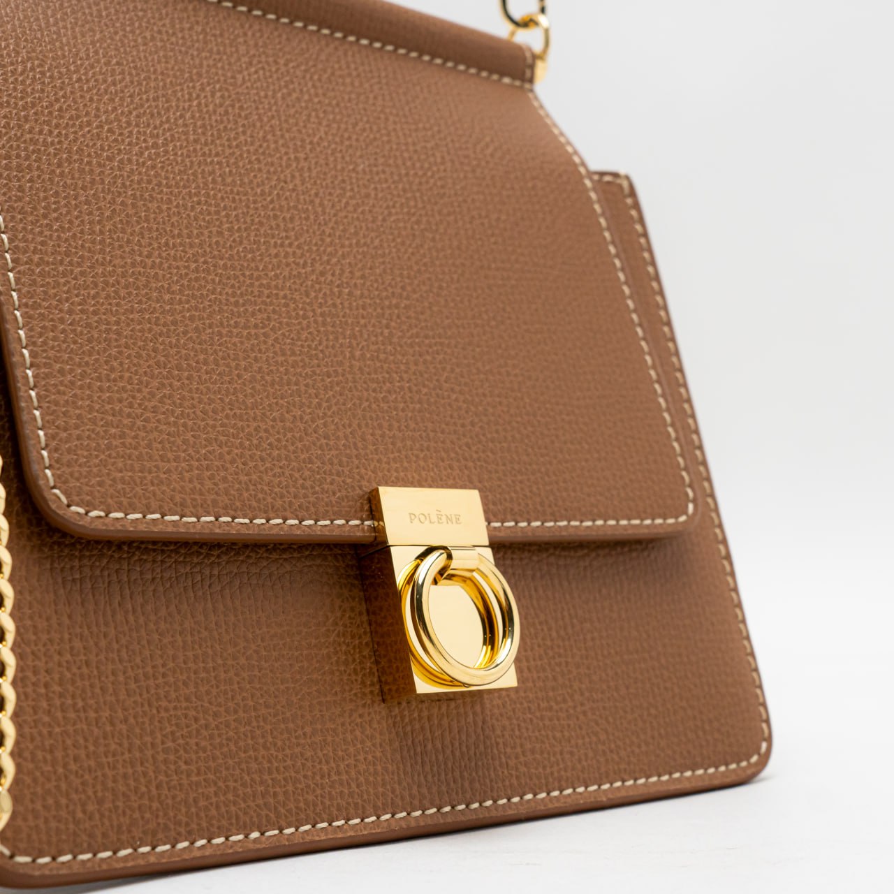 Polene Numero Sept Mini Chain Bag Grained Leather Camel – voilà.id