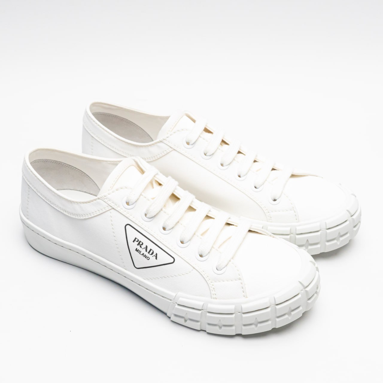 Prada Cassetta Wheel Gabardine Fabric Sneakers White – voilà.id