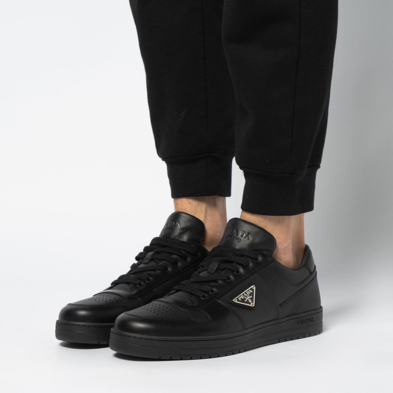 Prada Downtown Leather Sneakers Black – voilà.id