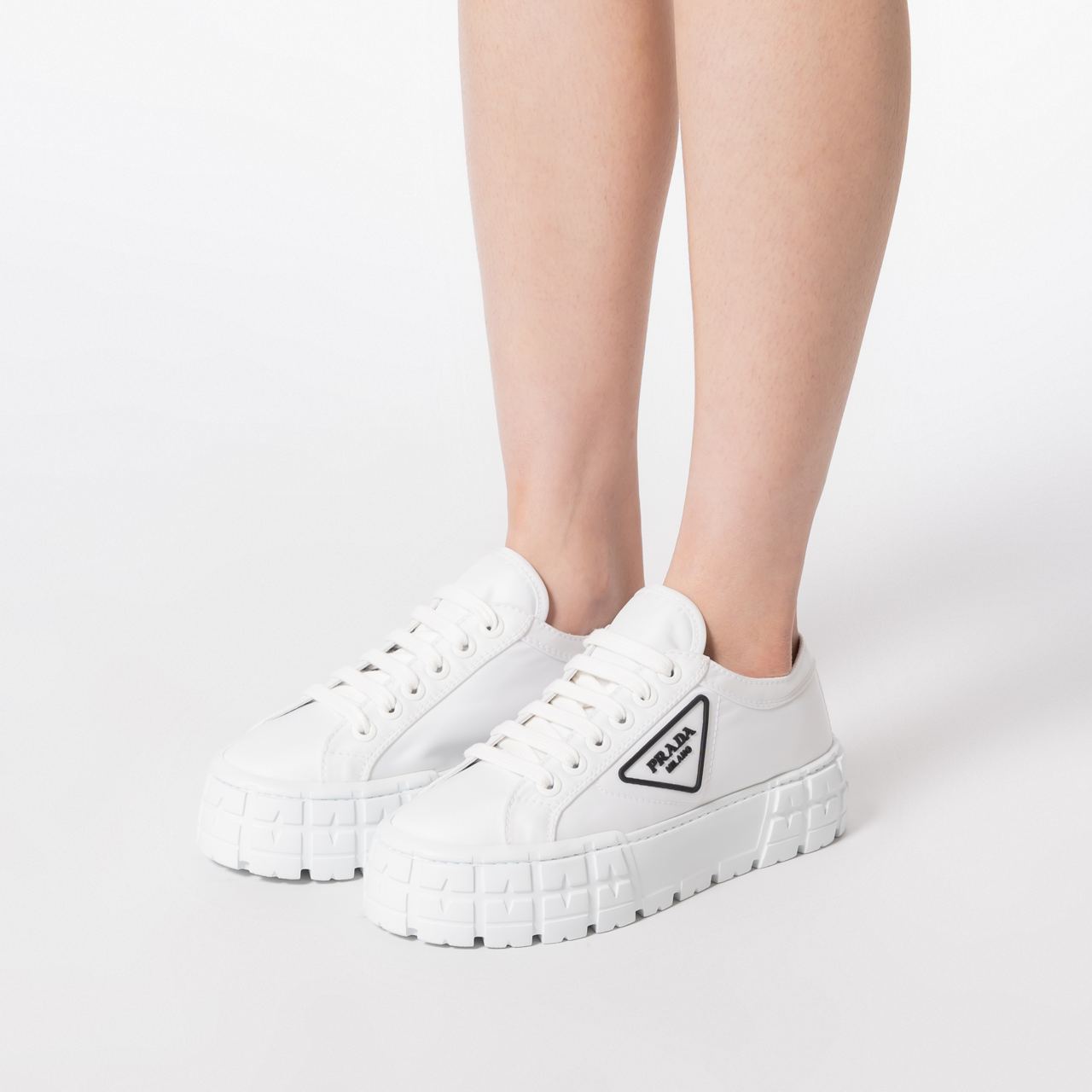 Prada Double Wheel Nylon Gabardine Sneakers White – voilà.id