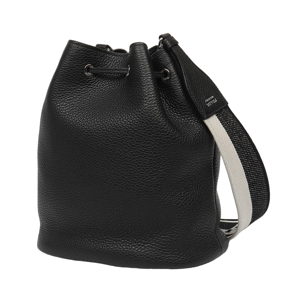 Prada Vitello Dino Leather Bucket Bag Black – voilà.id