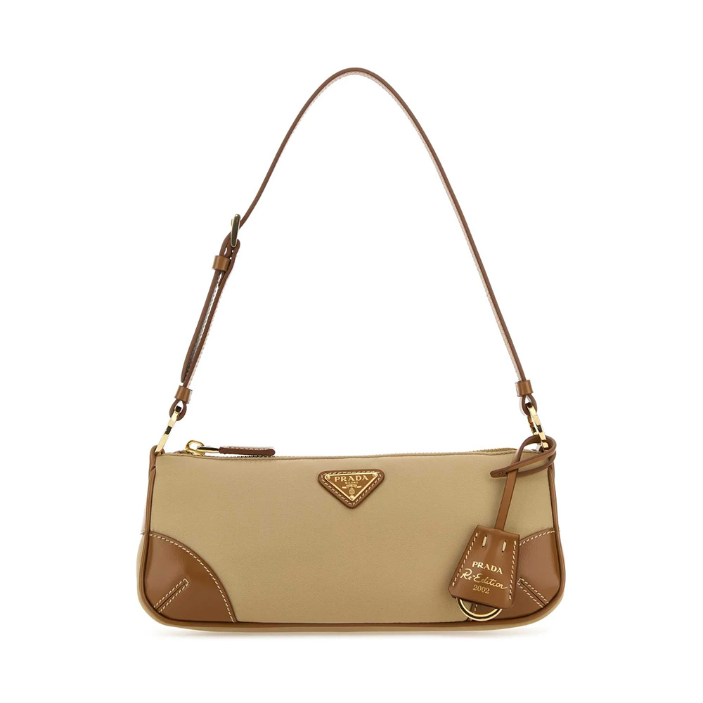 新品✨PRADA Re-Edition 2002 アクセサリーポーチ ゴールド PRADA】Re-Edition 1978 Re-Nylon xサフィアーノレザー ポーチ (PRADA