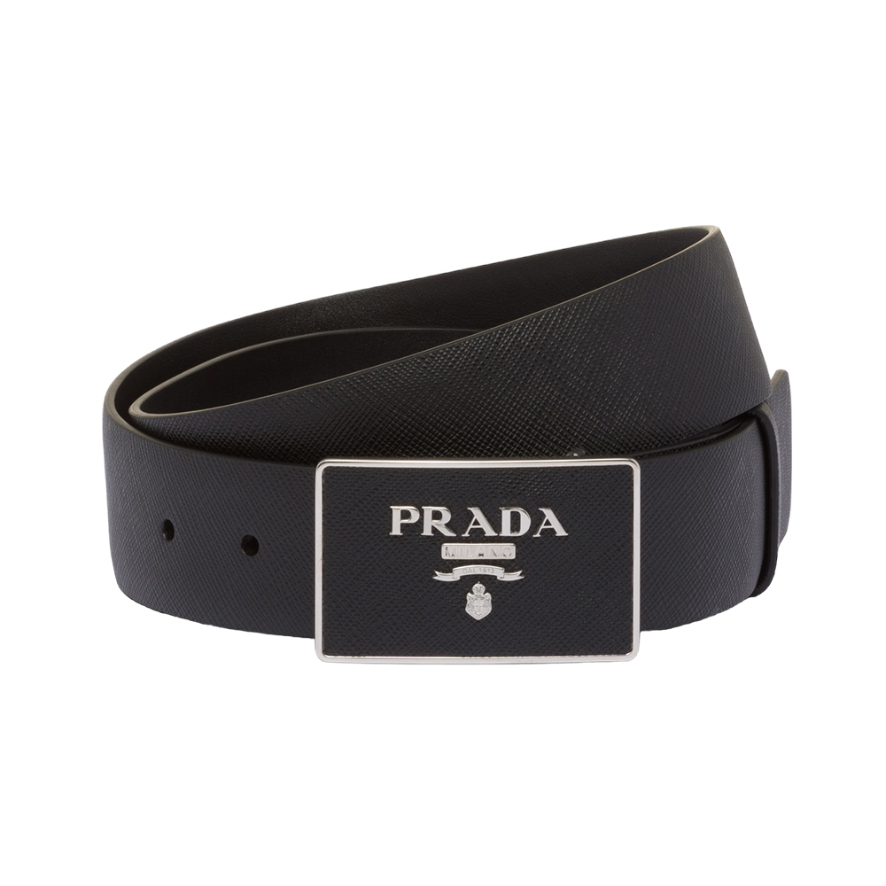 PRADA 25S BELT 33 MM IN BLACK CALFSKIN 551858