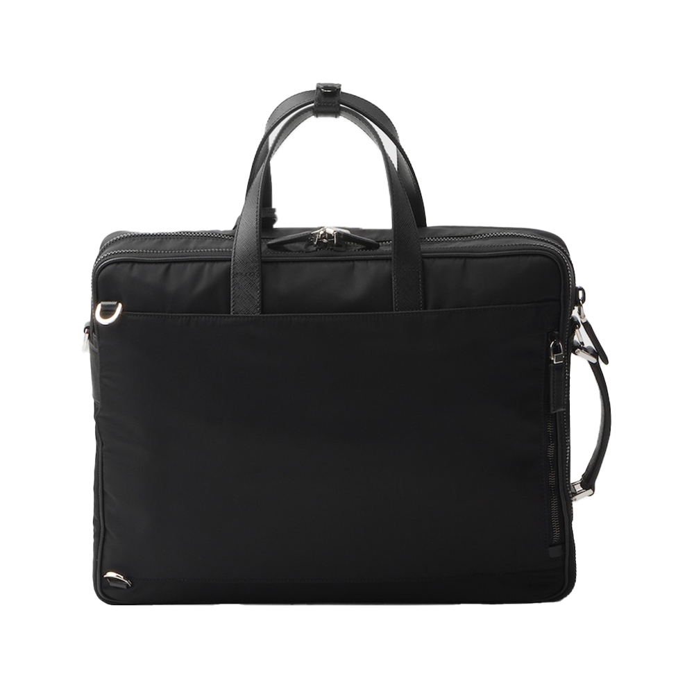 Prada Triangle Logo Re-Nylon Saffiano Leather Briefcase
