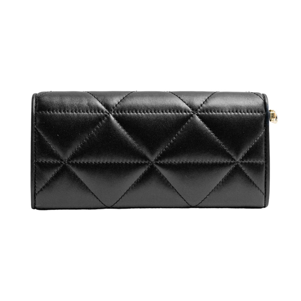 Prada Triangle Logo Quilted Leather Wallet Black Ghw – voilà.id