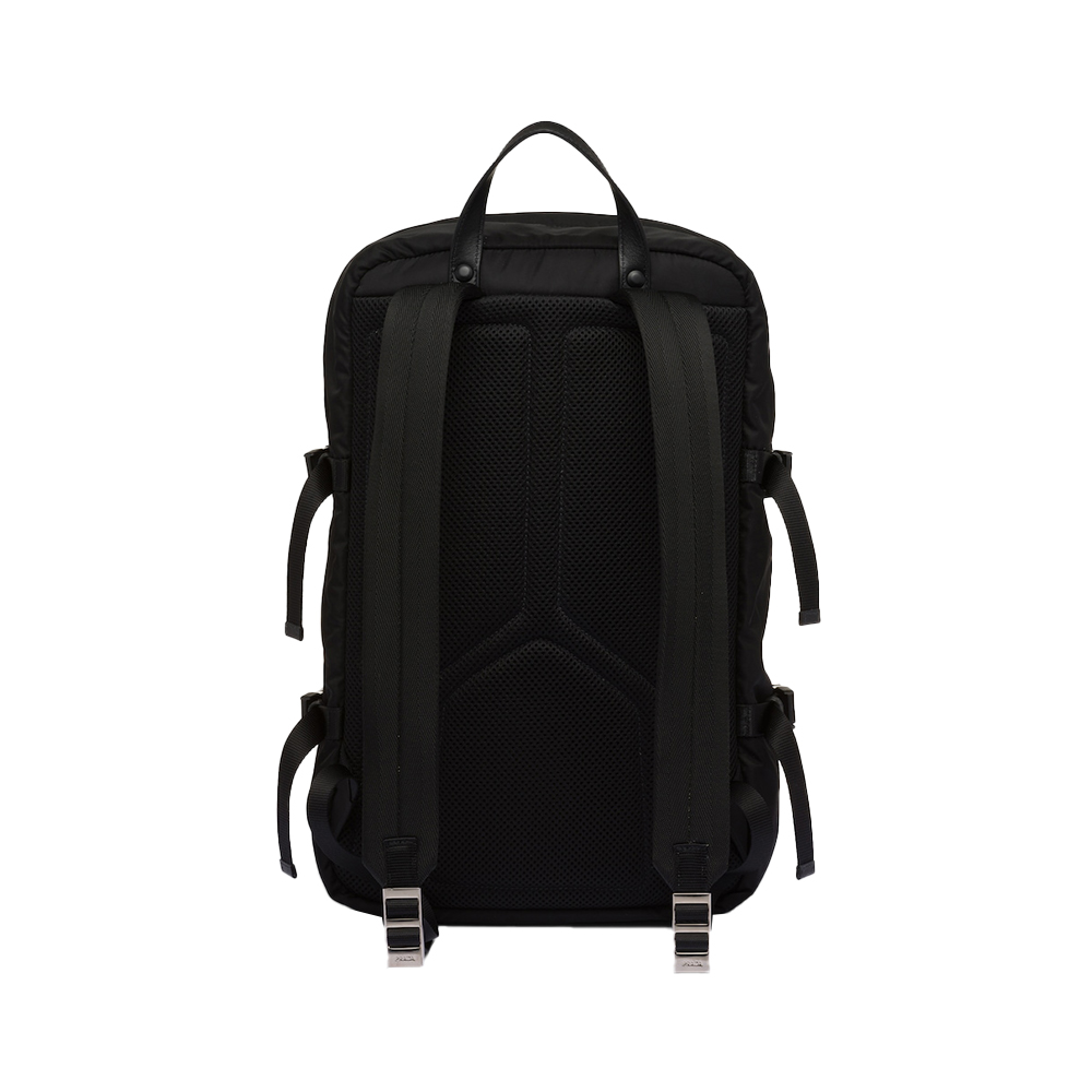 Prada Triangle Logo Re-Nylon and Saffiano Leather Backpack Black