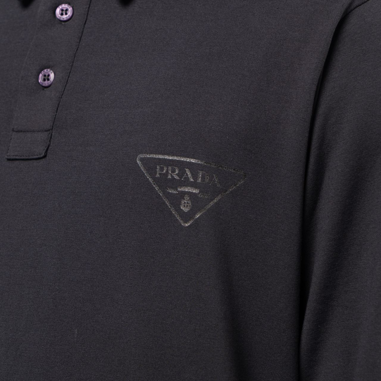 トップス prada black triangle logo polo shirt Buy Prada Black Triangle Logo Polo Shirt in Re-Nylon & Cotton for