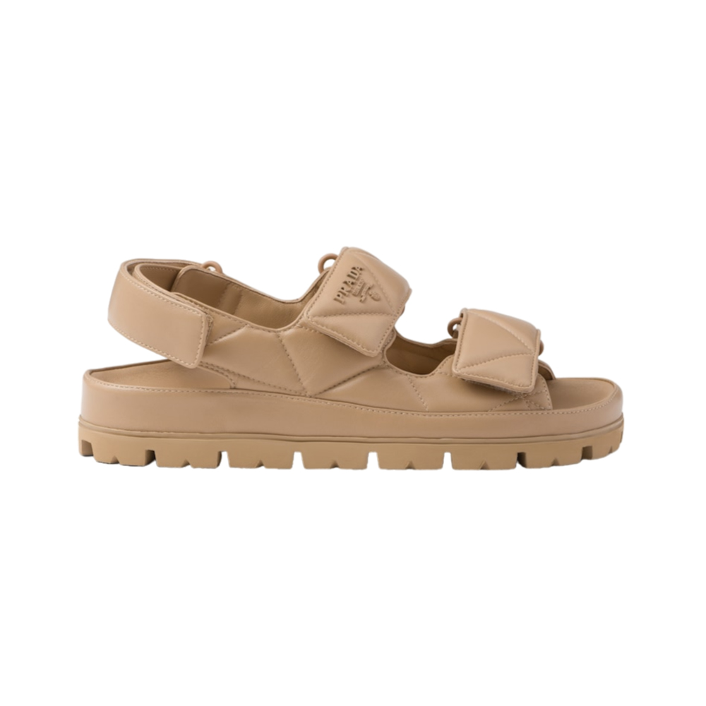 Prada Padded Nappa Leather Sandals Sand Beige – voilà.id