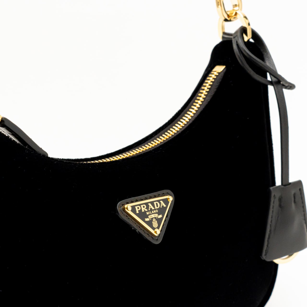 Prada Re-Edition Velvet With Chain Mini Shoulder Bag Black