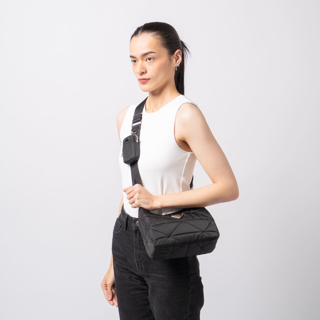 Prada Re-Nylon Padded Hobo Bag Black – voilà.id