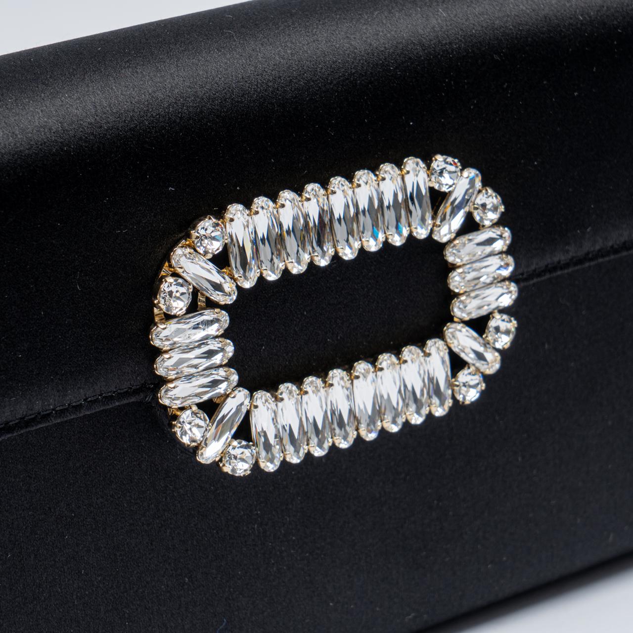 Roger Vivier Sexy Choc Buckle Satin Clutch Black – voilà.id