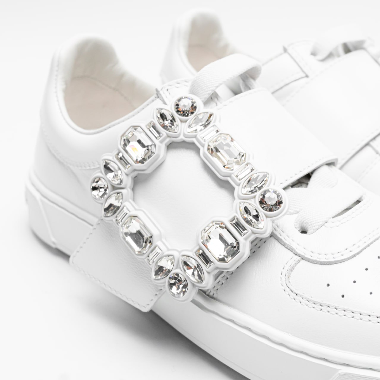 Roger Vivier Very Vivier Strass Buckle Leather Sneakers