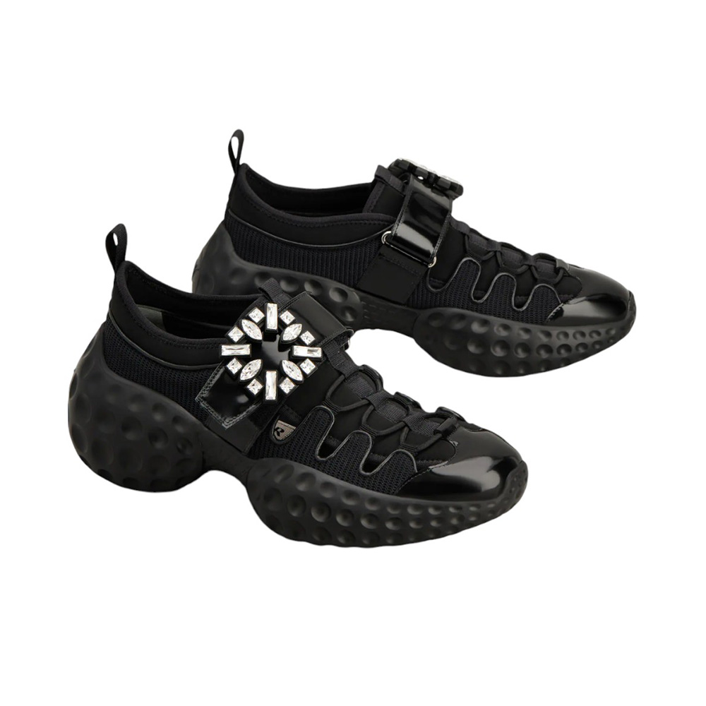 Roger Vivier Viv' Run Light Trekky Fabric Sneakers Black