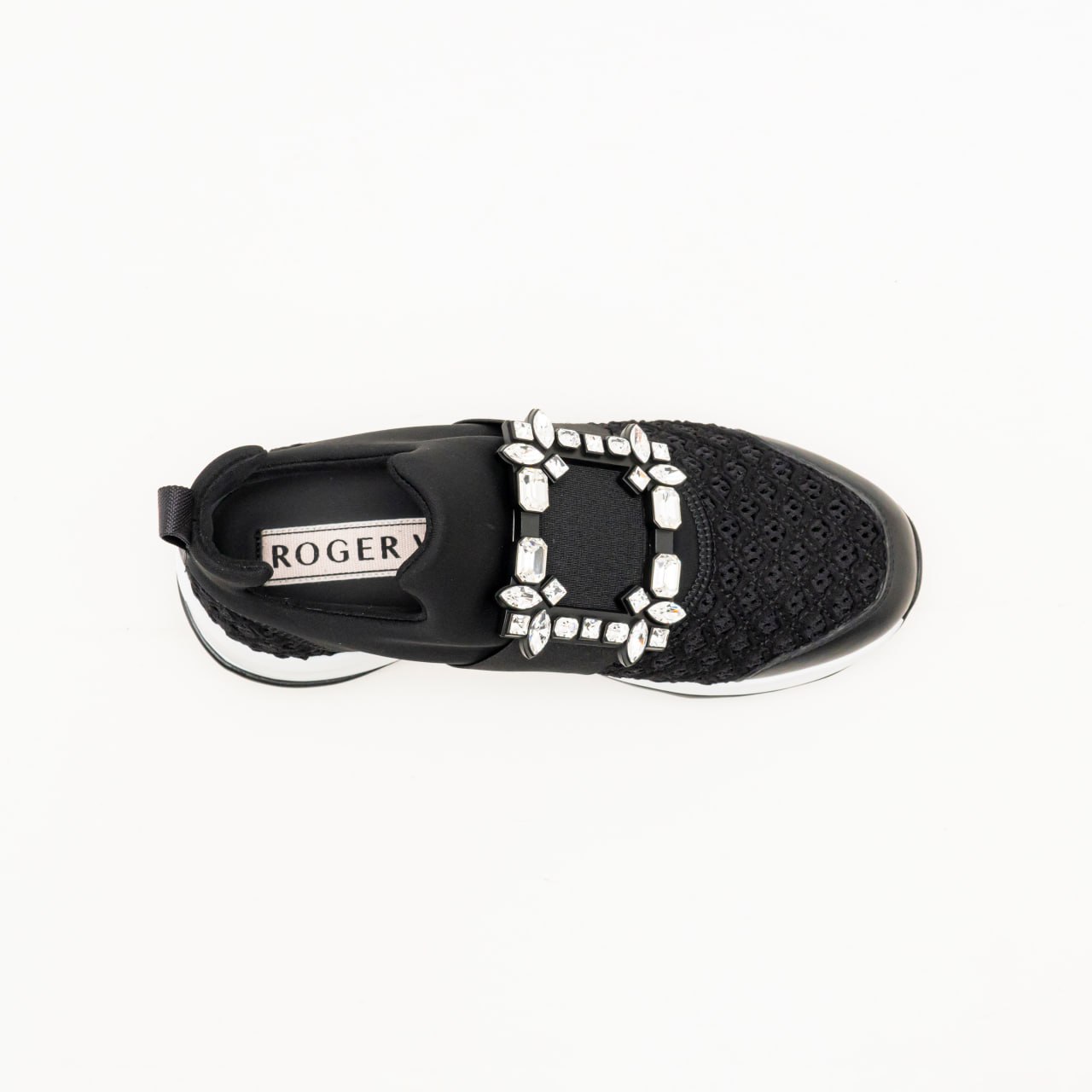 Roger Vivier Viv' Run Strass Buckle Sneakers Black –